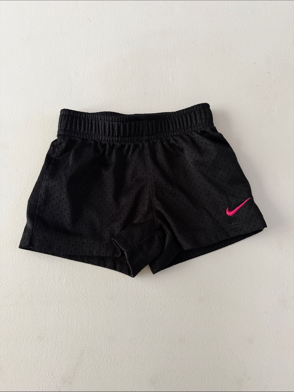 Nike - Black Athletic Shorts with Pink Swoosh